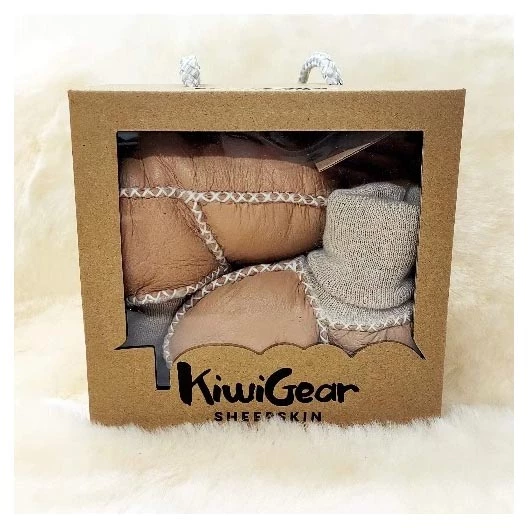 Kiwi Gear Sheepskin Baby Booties - Sand Kiwiana