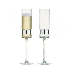 Anton Studio Metallics Soho Champagne Flute Set (2pc) - Silver