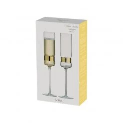 Anton Studio Soho Champagne Flute Set (2pc) - Gold Metallics