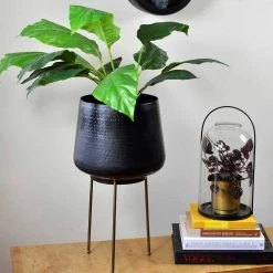 Roam & Loom Large Black Iron Planter Pot & Stand (60cm) NEW ARRIVALS