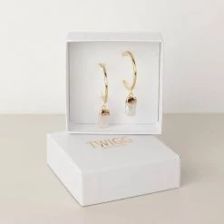 Twigg Annulus Rectangle Fresh Water Pearl Earrings