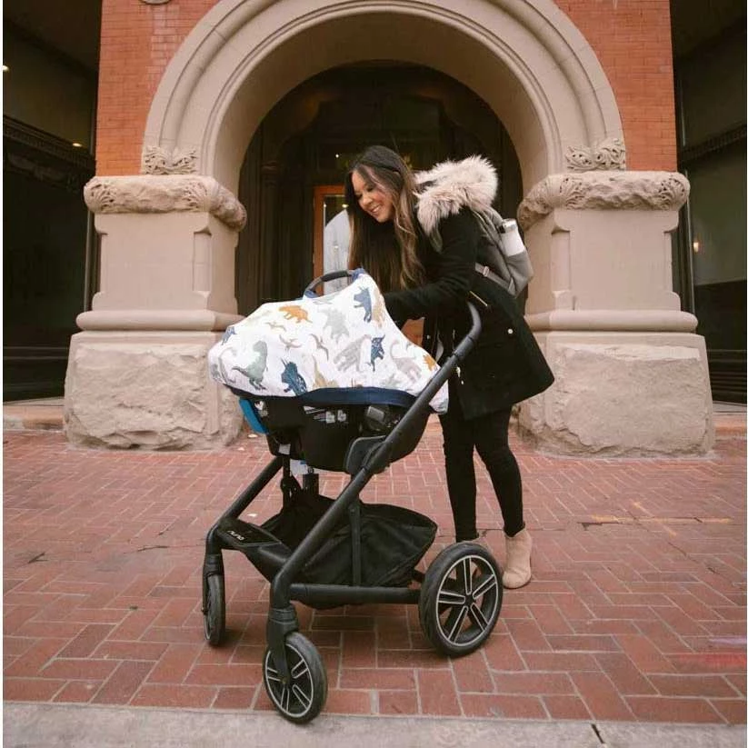 Little Unicorn BABY & TODDLER GIFTS Cotton Muslin Car Seat Canopy - Dino Friends