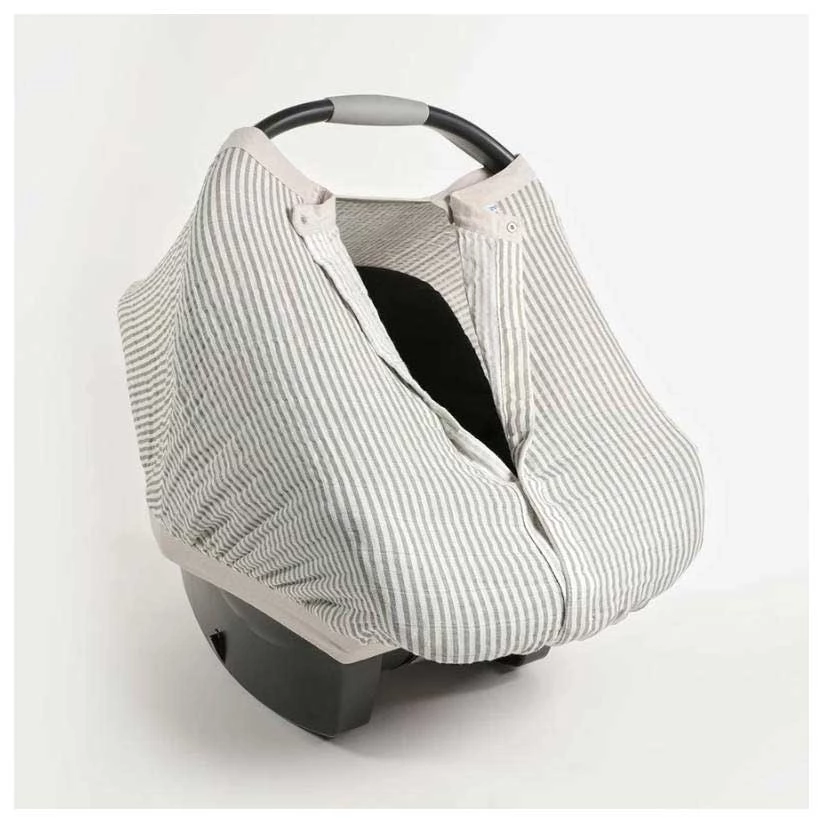 Little Unicorn Cotton Muslin Car Seat Canopy - Grey Stripe