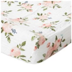 Little Unicorn Cotton Muslin Changing Pad Cover - Watercolour Roses Country Style