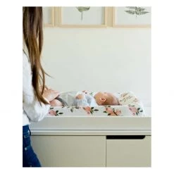 Little Unicorn Cotton Muslin Changing Pad Cover - Watercolour Roses Country Style