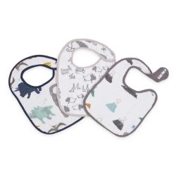 Little Unicorn Cotton Muslin Classic Bib 3pk - Dino Friends Restocked