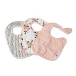 Little Unicorn Restocked Cotton Muslin Classic Bib 3pk - Watercolour Roses