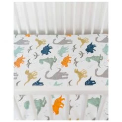 Little Unicorn BABY & TODDLER GIFTS Cotton Muslin Fitted Cot Sheet – Dino Friends