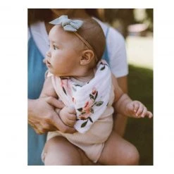 Little Unicorn Cotton Muslin Reversible Bandana Bib - Watercolour Roses