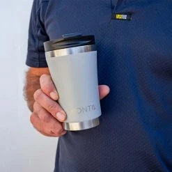 Montii Co Regular Insulated Coffee Cup - Chrome Grey (350ml) Reusable & Eco Friendly