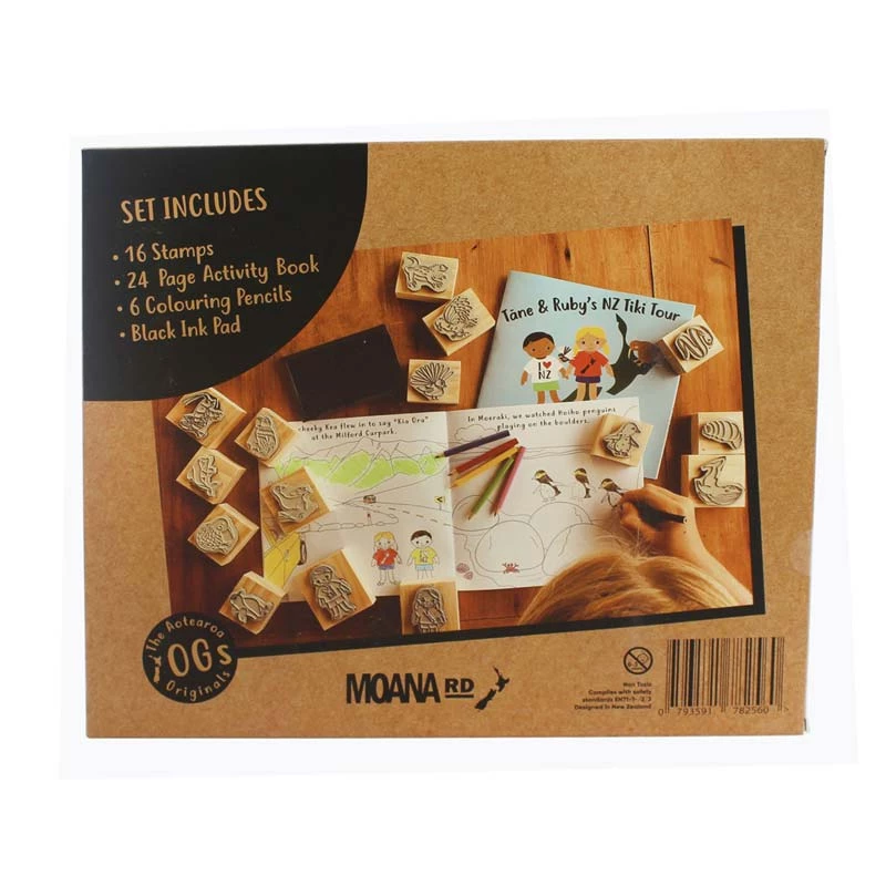 Moana Road Wooden Stamp Activity Set - Tane & Ruby Kiwiana