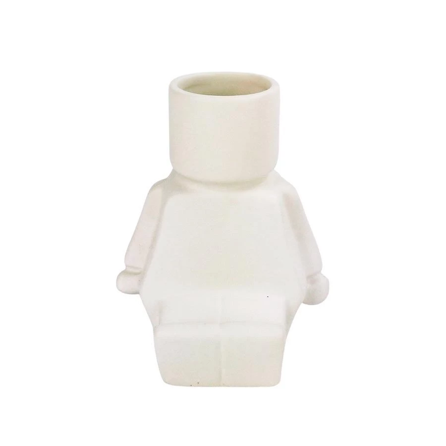 Urban Products Valentines Day Sitting Block Man Planter - White