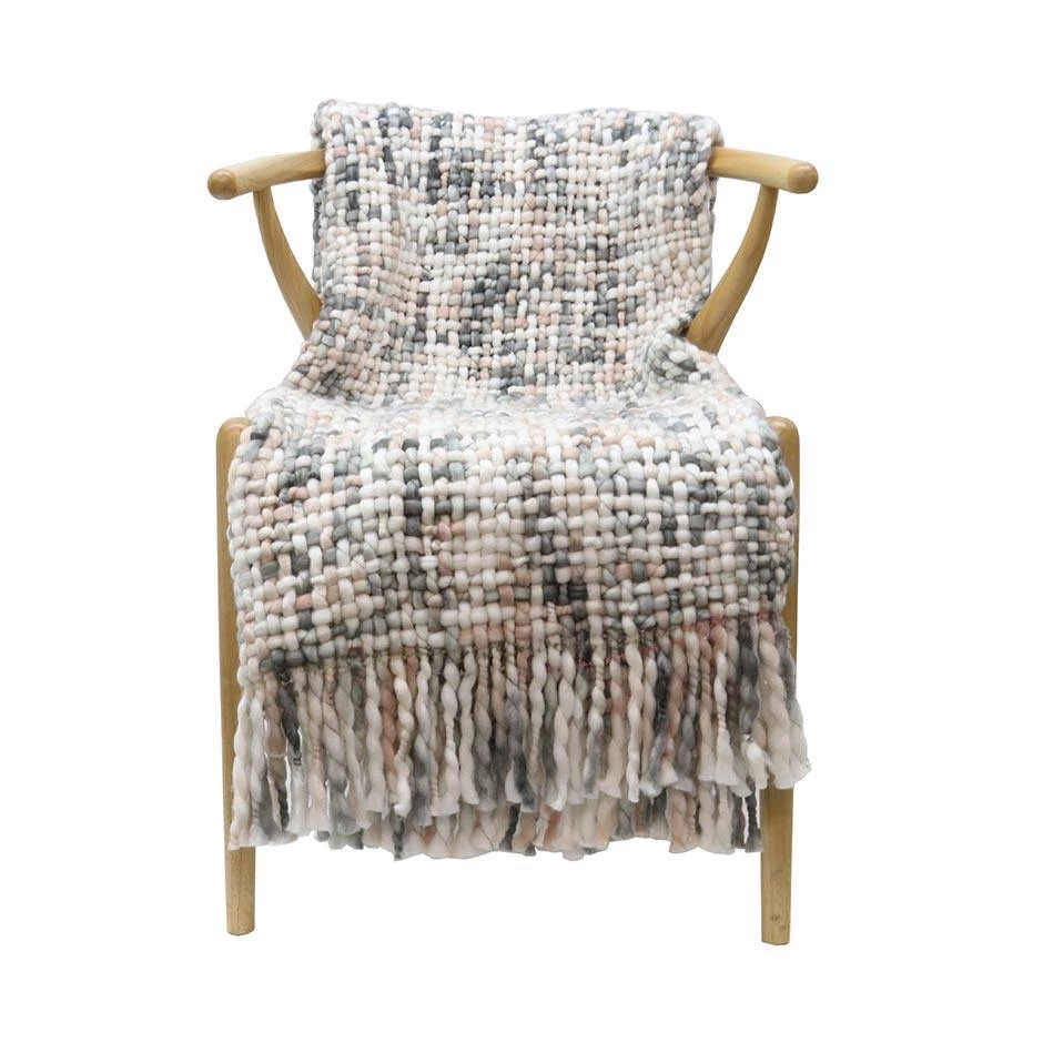 Le Forge Woven Throw โ Blush/Grey