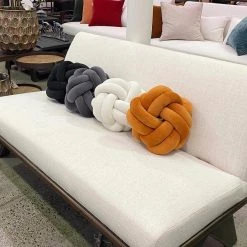 Le Forge Velvet Knot Cushion - Ivory