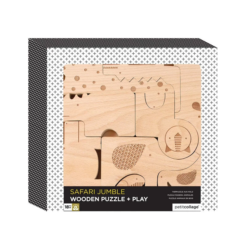 Petit Collage Wood Puzzle & Play - Safari Jumble BABY & TODDLER GIFTS