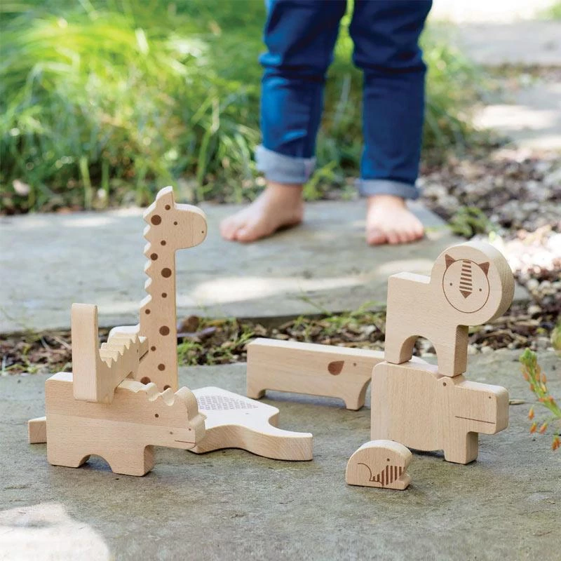 Petit Collage Wood Puzzle & Play - Safari Jumble BABY & TODDLER GIFTS