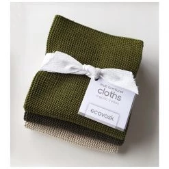 Ecovask Organic Cotton Multi-Functional Cloths (3pk) - Moss Green
