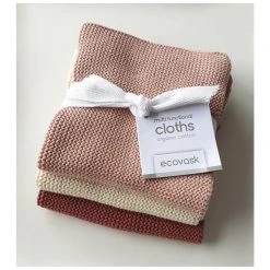 Ecovask Organic Cotton Multi-Functional Cloths (3pk) - Rose Blush Reusable & Eco Friendly