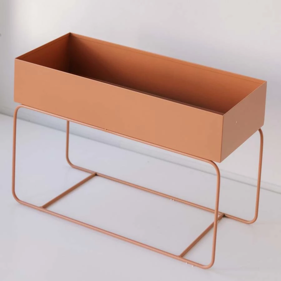 Garcia Short Metal Planter - Terracotta Home Accents