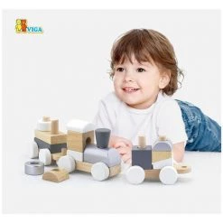 Viga Scandi Wooden Stacking Train Set