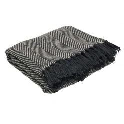 Stoneleigh & Roberson Ziggy Charcoal Woven Cotton Throw