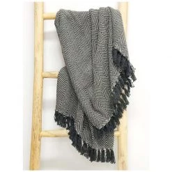 Stoneleigh & Roberson Ziggy Charcoal Woven Cotton Throw