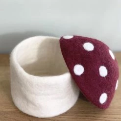 Sheepish Design Hand Made NZ Wool Toadstool Storage Box - Mulbery Kiwiana