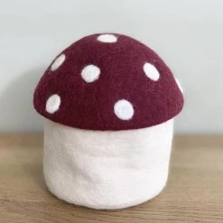 Sheepish Design Hand Made NZ Wool Toadstool Storage Box - Mulbery Kiwiana