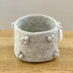 Sheepish Design NZ Wool Bobble Pot - Grey Marle Kiwiana