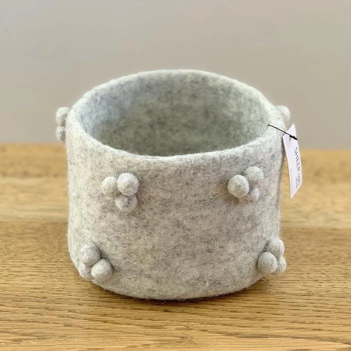 Sheepish Design NZ Wool Bobble Pot - Grey Marle Kiwiana