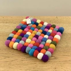 Sheepish Design Kiwiana NZ Wool Square Pot Stand / Trivet – Rainbow