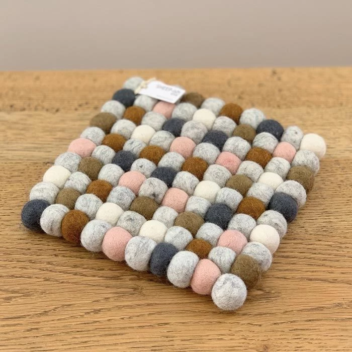 Sheepish Design Restocked NZ Wool Square Pot Stand / Trivet โ Soft Multi