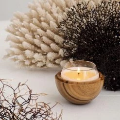Only Orb Glass Candle & Handcrafted Teak Holder β Otto Restocked