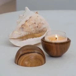 Only Orb Valentines Day Glass Candle & Handcrafted Teak Holder – Oh!