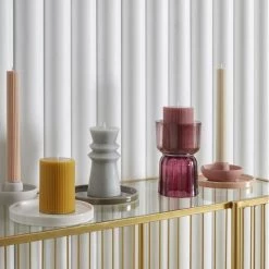 Amalfi NEW ARRIVALS Ribbed Unscented Pillar Candle - Plum (10cm)