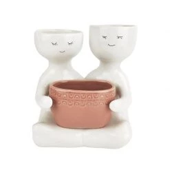Urban Products Restocked Friends Holding Pot Planter - Rose (20.5cm)