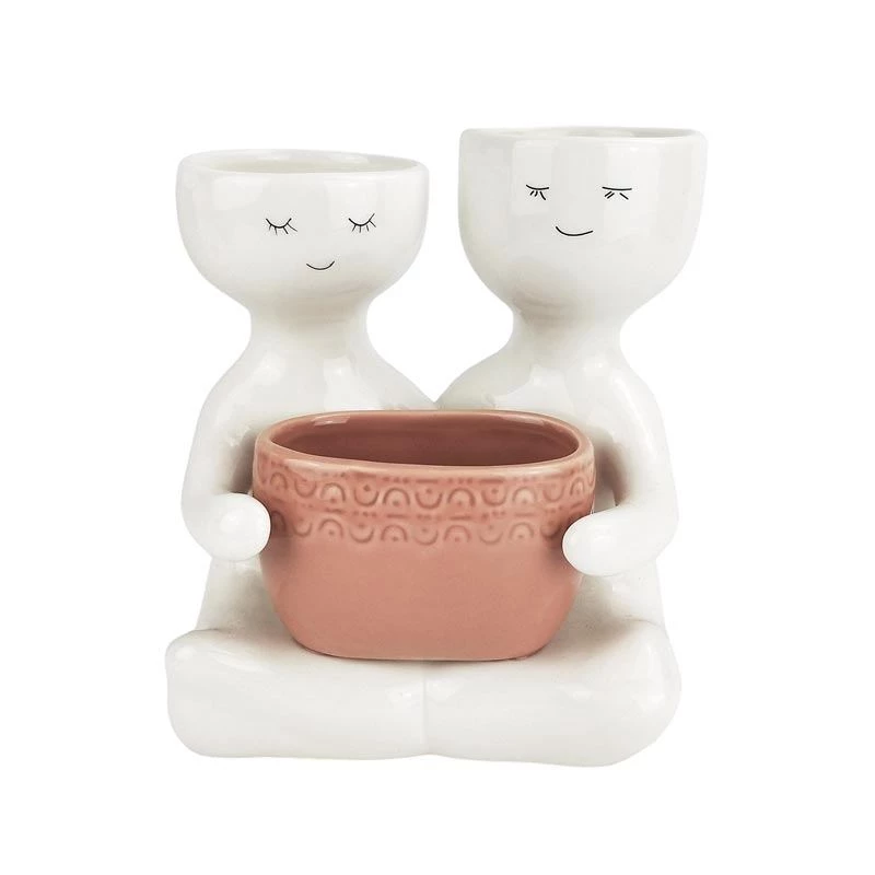 Urban Products Restocked Friends Holding Pot Planter - Rose (20.5cm)