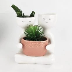 Urban Products Restocked Friends Holding Pot Planter - Rose (20.5cm)