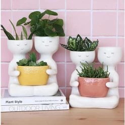 Urban Products Friends Holding Pot Planter - Mustard (20.5cm)