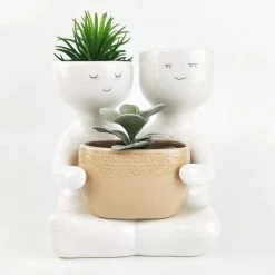 Urban Products Restocked Friends Holding Pot Planter - Beige (20.5cm)