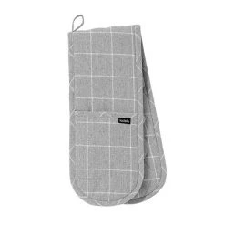 Ladelle Country Style Eco Check Grey Double Oven Glove