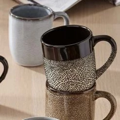Ladelle Cafe Textured Black Mug Set (4pc) Mugs & Cups