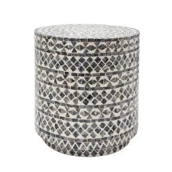 Stoneleigh & Roberson Aline Capiz Shell Footstool / Side Table - Grey NEW ARRIVALS