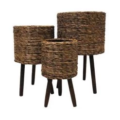 Stoneleigh & Roberson NEW ARRIVALS Atilla Dark Woven Planter Set