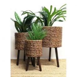 Stoneleigh & Roberson NEW ARRIVALS Atilla Dark Woven Planter Set