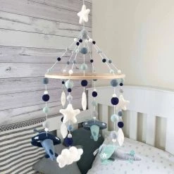 Tik Tak Handmade NZ Wool Baby Mobile - Blue Planes