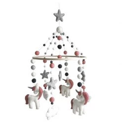 Tik Tak Handmade NZ Wool Baby Mobile - Dusky Pink Unicorn