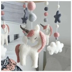 Tik Tak Handmade NZ Wool Baby Mobile - Dusky Pink Unicorn