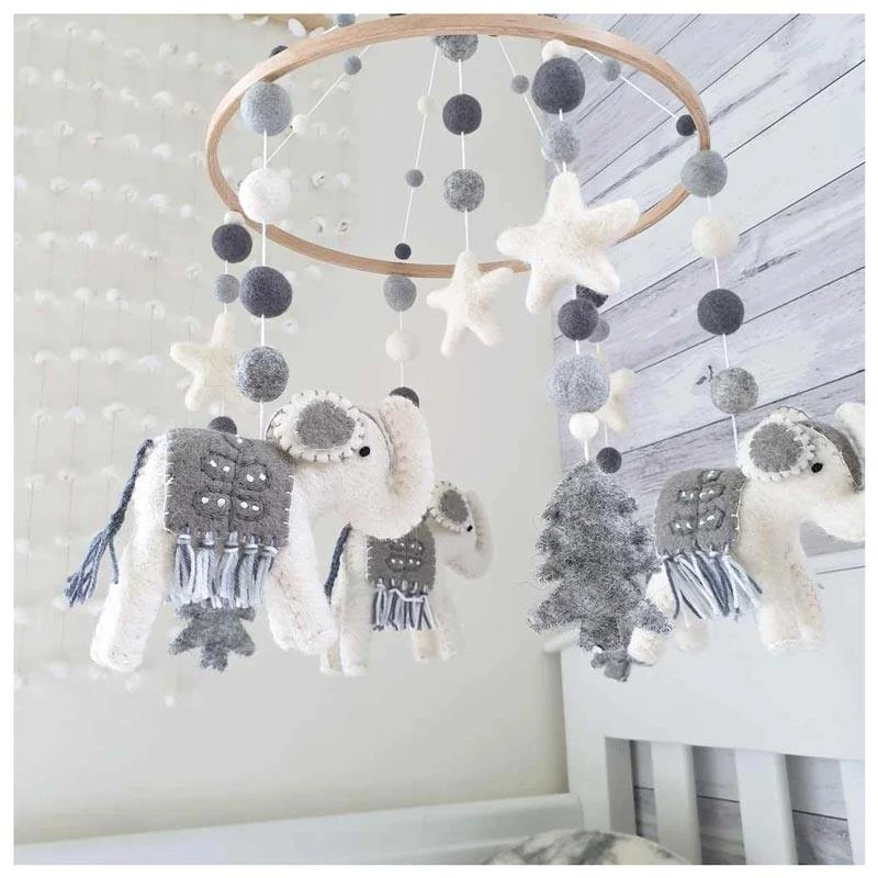 Tik Tak Handmade NZ Wool Baby Mobile - Grey Elephant NEW ARRIVALS