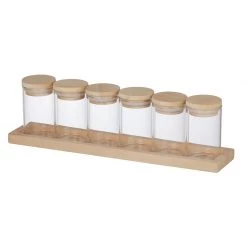 Davis & Waddell Spice Jar Set With Wooden Tray (7pc)